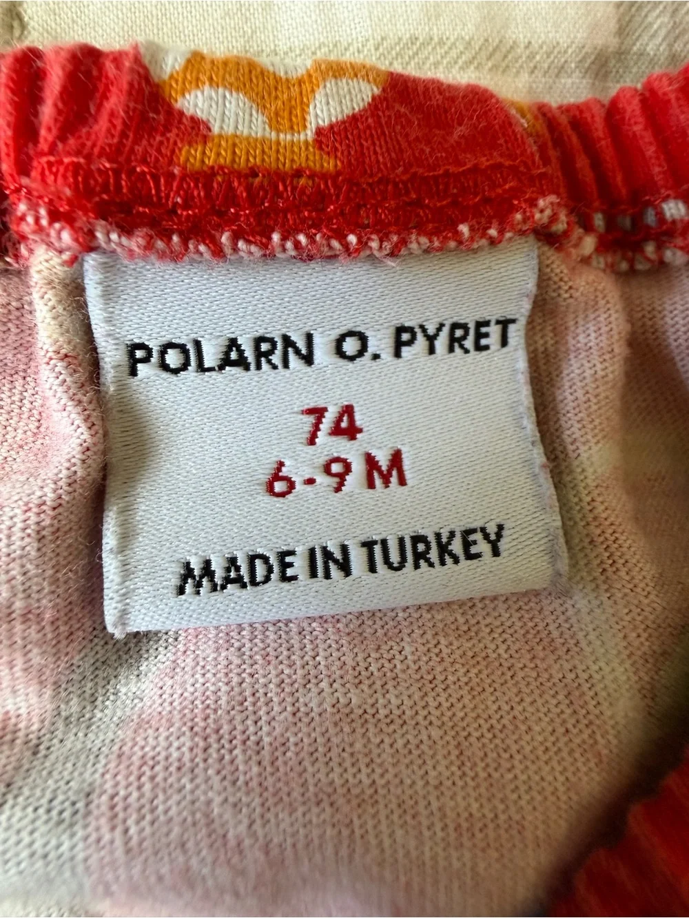 Polarn O. Pyret Teapot Red Short-Sleeve Bodysuit 6-9 months